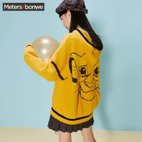 国货美特斯邦威时尚连帽毛衫女冬季甜美时尚刺绣保暖圆领套头毛衣商品大图