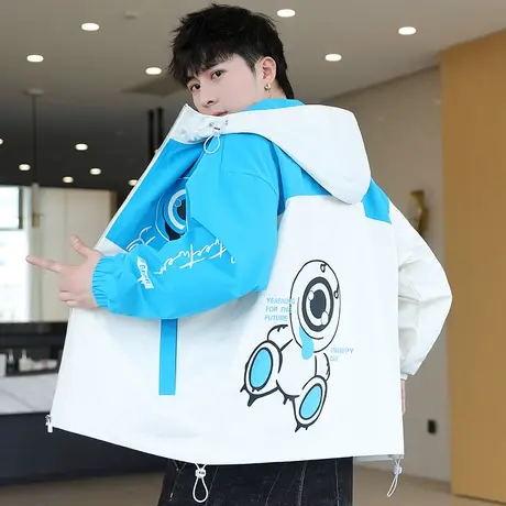 青少年秋季2023年新款夹克男孩初中高中学生秋装外套春秋帅气男装商品大图