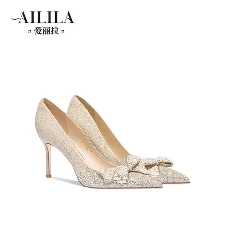 爱丽拉法式婚鞋女2024新款春季禾秀婚纱两穿水晶高跟新娘鞋高级感商品大图