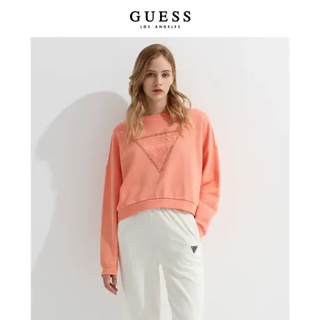 【38上新季】GUESS 小个子oversize圆领舒适潮流宽松极简舒适卫衣商品大图