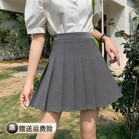 2023春夏新款高腰宽松小个子显瘦JK百褶短裙学院风A字半身裙外穿图片