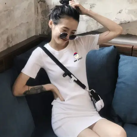 短袖T恤女2023春季新款宽松休闲大码正肩纯棉内搭打底衫上衣商品大图