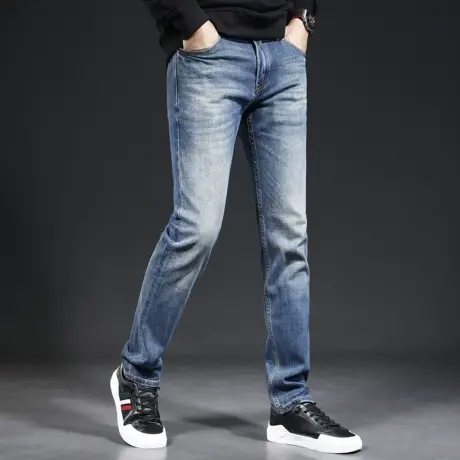 牛仔裤男直筒宽松2023新款春秋季水洗蓝色美式休闲男士牛仔裤青年商品大图