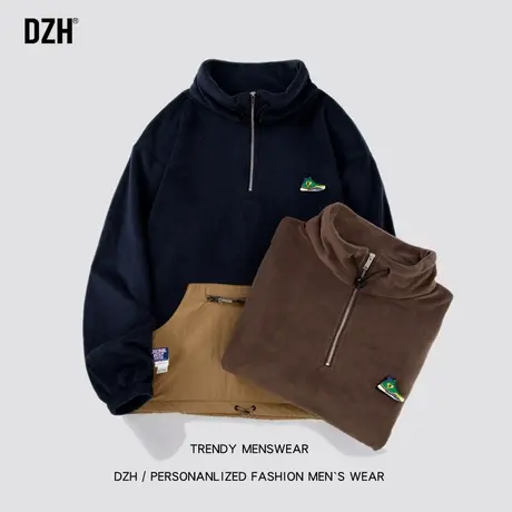 男士重磅半拉链卫衣男潮ins潮牌男装2023新款奥粒绒外套男秋冬季商品大图