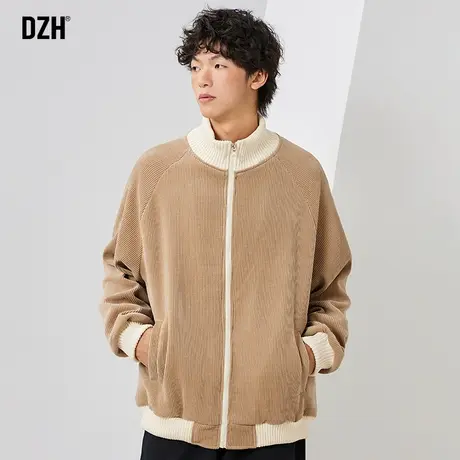 男士美式潮牌拼接外套男立领上衣2024秋季新款情侣高级感夹克衣服商品大图