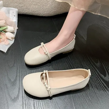 仙女鞋温柔单鞋女春款20233款平底百搭配裙子晚晚鞋一脚蹬豆豆鞋商品大图