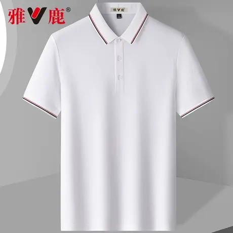 雅鹿夏季桑蚕丝高端polo衫男士短袖商务休闲冰丝纯色宽松t恤上衣图片