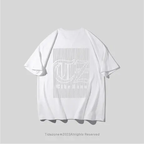 Ohlyah简约英文字母印花logo短袖T恤男女无性别重磅250g宽松打底图片