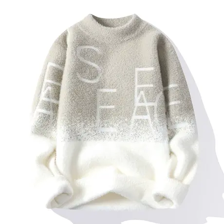 半高领男秋冬季新款加厚保暖内搭潮流休闲套头针织打底衫百搭上衣商品大图