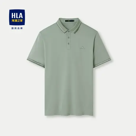 HLA/海澜之家含桑蚕丝翻领Polo24春夏新商务休闲菠萝提花短袖男图片