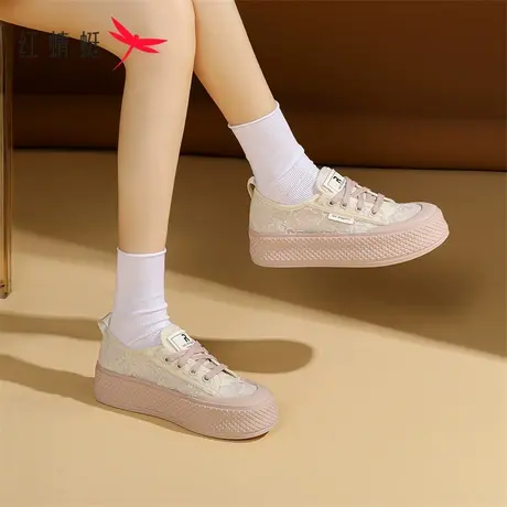 红蜻蜓帆布鞋女2023夏季新款网面透气舒适板鞋圆头百搭运动休闲鞋商品大图