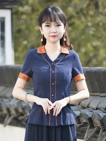 筠雅唐装女中国风改良旗袍上衣复古休闲盘扣茶服素衣中式禅意女装图片