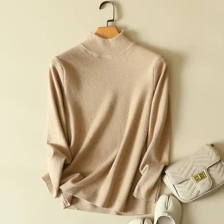 秋冬2023年新款显瘦半高领韩版宽松针织衫套头内搭洋气打底毛衣女商品大图