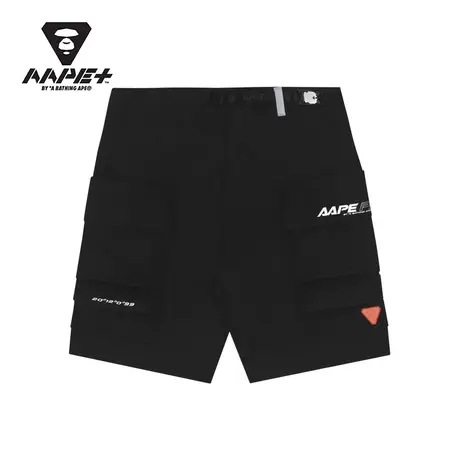 AAPE+运动男装春夏撞色徽章字母印花多口袋潮流休闲短裤6767XXG商品大图