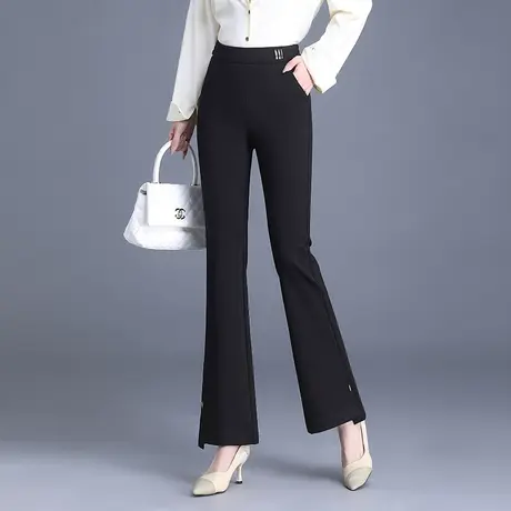 2023新款微喇裤女秋季弹力高腰通勤职业裤垂感显瘦气质长裤喇叭裤图片