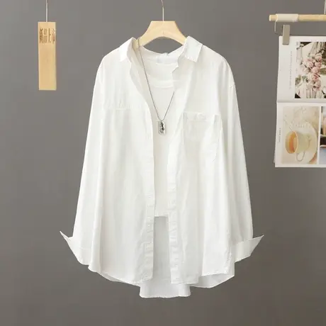 中长款印花防晒衣衬衫女夏季新款休闲宽松衬衣开衫薄外套沙滩服女商品大图