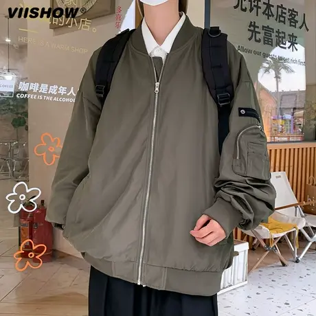 VIISHOW外套男士飞行员夹克潮牌复古宽松休闲春秋工装棒球服男商品大图