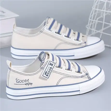 帆布鞋女夏秋季2023新款薄款超火爆款透气白色运动单鞋板鞋布鞋潮图片