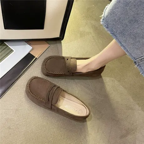 一脚蹬软底豆豆鞋女2024年春季新款懒人休闲平底单鞋复古开车鞋女图片