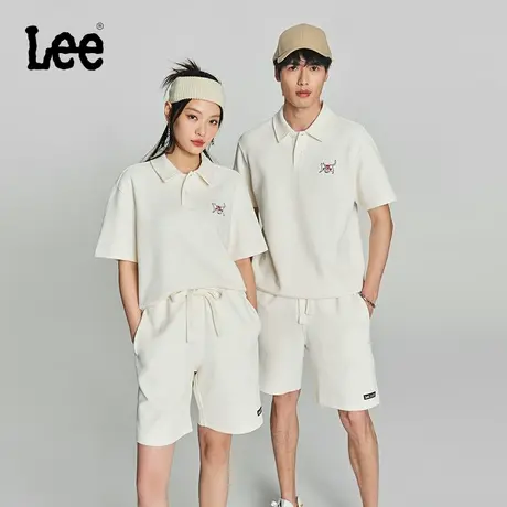 Lee24春夏新品舒适版华夫格抽绳米白色男女同款短裤LUB008152204图片