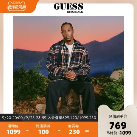 GUESSOriginals秋款男女同款时尚宽肩衬衫格子外套M2BL13R05Z0商品大图