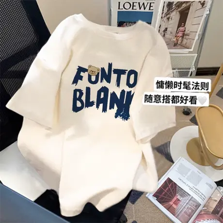 vintage美式高街风t恤女复古卡通印花短袖ins夏大码纯棉情侣上衣商品大图