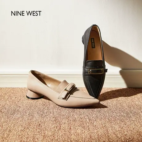 【商场同款】Nine West/玖熙法式单鞋女2025新款职场尖头鞋圆鼓跟图片