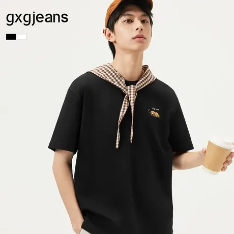 gxg.jeans男装 多色趣味绣花休闲宽松时尚圆领短袖T恤男 25夏新品图片