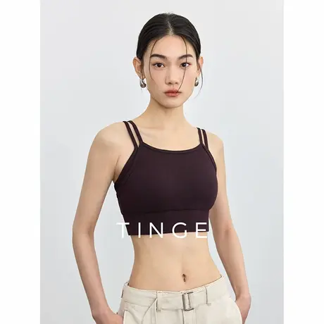 TINGE贴己双肩带交叉美背带胸垫吊带背心女夏季薄款文胸一体上衣商品大图