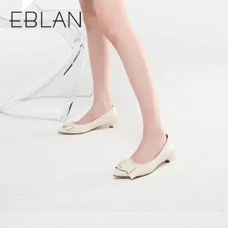 EBLAN伊伴春季新款女鞋气质名媛低跟鞋优雅法式猫跟浅口女单鞋商品大图