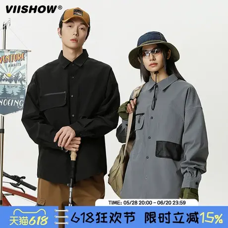 VIISHOW潮牌户外工装衬衫男长袖登山宽松休闲痞帅春款设计感衬衣商品大图