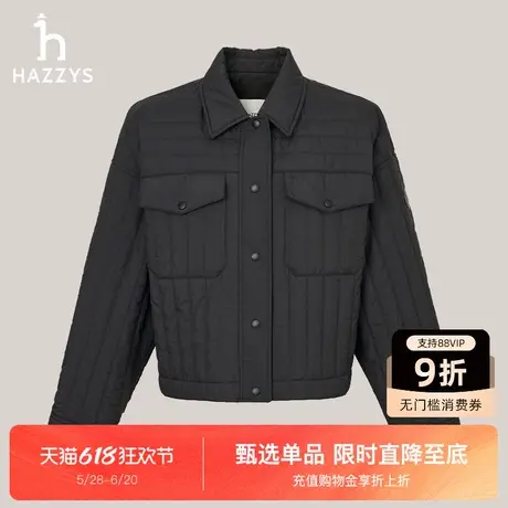 Hazzys哈吉斯气质短款宽松棉服外套女士秋冬季新款休闲棉衣上衣潮图片