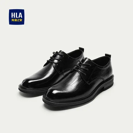 HLA/海澜之家头层牛皮正装皮鞋25新款橡胶鞋底系带商务通勤鞋子男商品大图