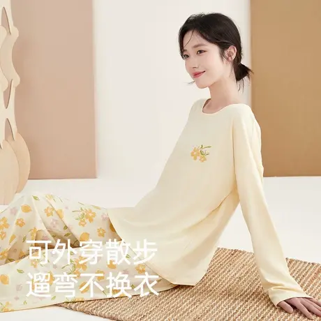 顶瓜瓜甜美水果印花家居服顶呱呱套头圆领初夏柠檬女士长袖套装商品大图
