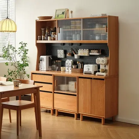 全友家私家居原木风实木餐边柜客厅靠墙收纳储物茶水备餐柜子商品大图