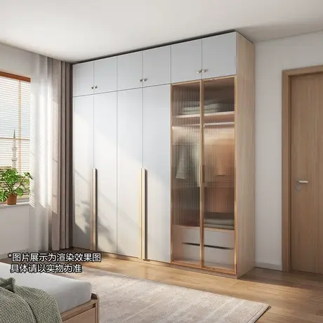 政府补贴全友家居原木带顶柜衣柜卧室家用梳妆台一体柜子落地衣橱商品大图