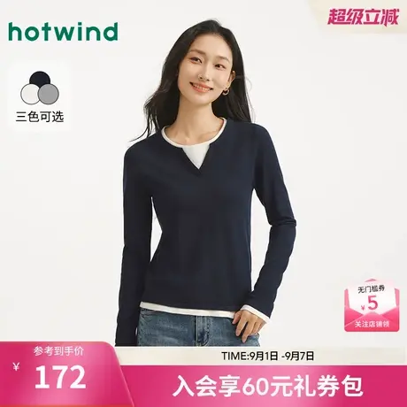 热风2025年秋季新款女士假两件针织衫商品大图