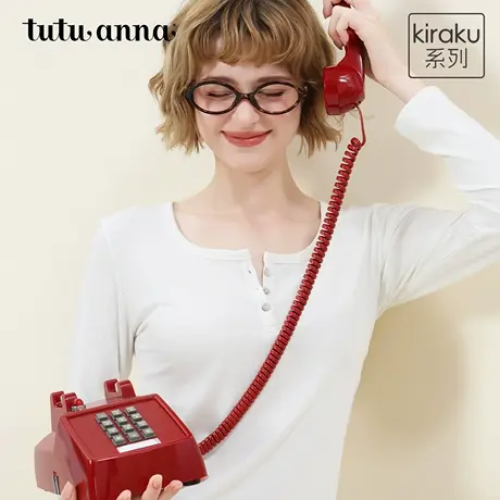 tutuannakiraku兰精莫代尔透气罗纹圆领秋冬长袖百搭打底衫女商品大图