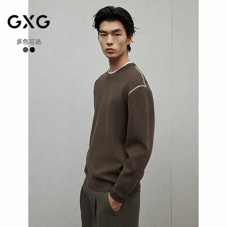 GXG男装 明线设计毛衣基础宽松针织衫通勤男打底衫 2024冬季品商品大图