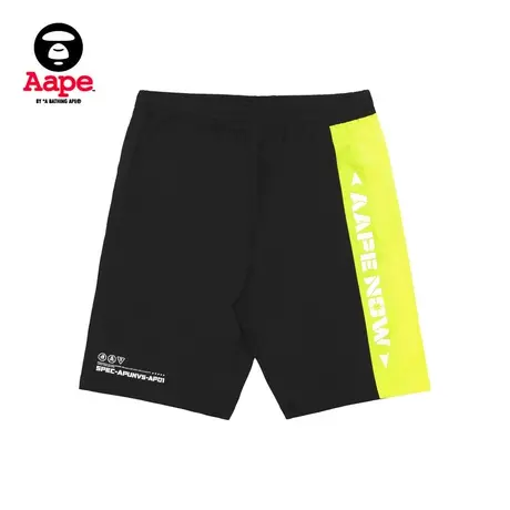 Aape男装春夏字母印花荧光色侧边拼接潮流休闲短裤6502XXC图片