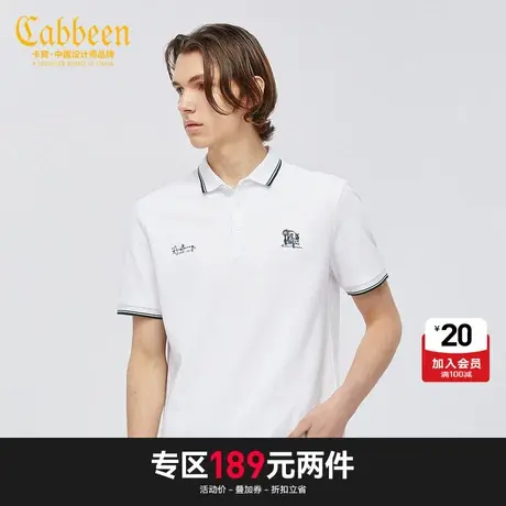 卡宾都市男装短袖POLO衫气质艺术刺绣简约B图片