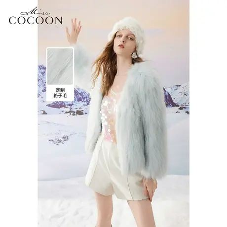 MISSCOCOON23千金玛德琳秋冬新款水貂毛拼接貉子毛纯手工编织皮草图片