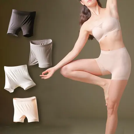 无痕蚕丝裆安全裤内裤二合一女夏防走光薄款冰丝大码不卷边打底裤图片