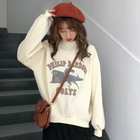 waitmore卫衣女2019新款潮秋冬季加绒韩版学生宽松ins超火cec外套商品大图