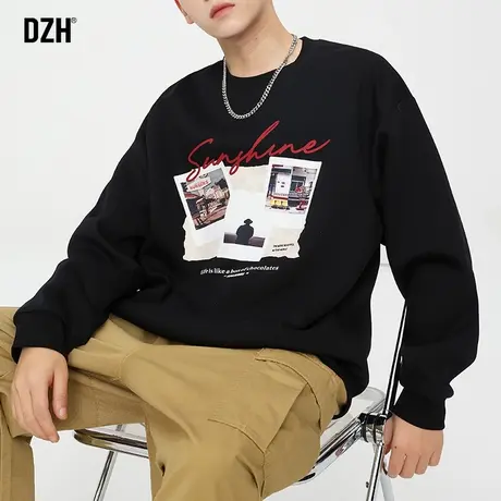 男生美式卫衣男秋季圆领长袖上衣男款2024新款潮牌衣服青少年外套商品大图