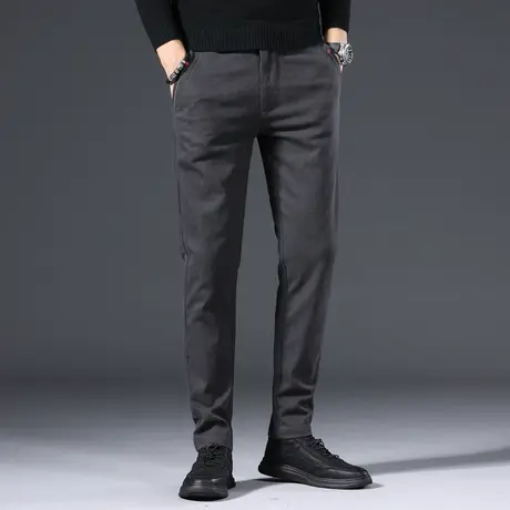 灰色休闲裤男士潮流修身九分男裤秋季薄款小西裤松紧腰直筒长裤子图片