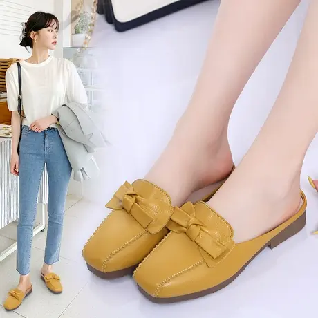 包头半拖鞋女2023夏季时尚百搭蝴蝶结仙女风懒人孕妇单鞋外穿凉拖商品大图