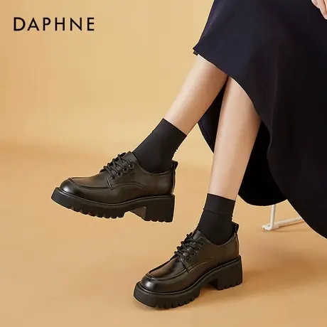 达芙妮正装皮鞋女春秋夏季商务英伦风黑色春款通勤工作上班高跟鞋图片