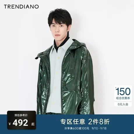 TRENDIANO官方潮牌秋冬男装时尚科技未来感涂层防水连帽休闲外套图片