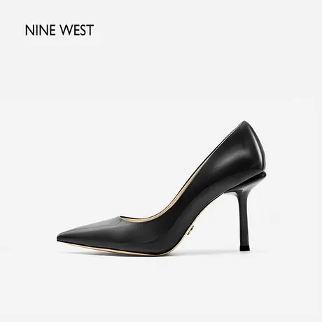 Nine West/玖熙牛漆皮经典纯色高跟鞋2024年春季新款锥跟气质单鞋图片